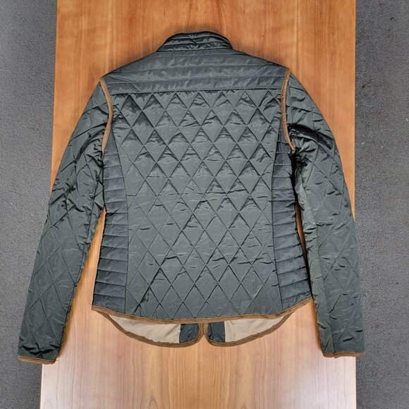 Jennyfer Women's Quilted Army Green Jacket Camel Piping - S - Picture 12 of 15